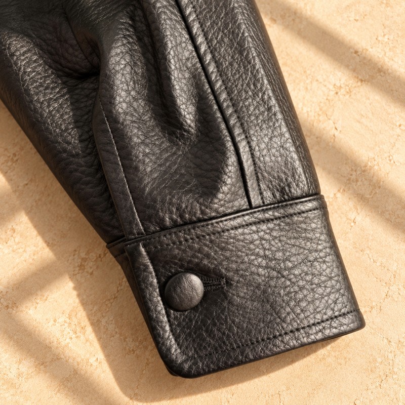 BLACK LEATHER BOMBER