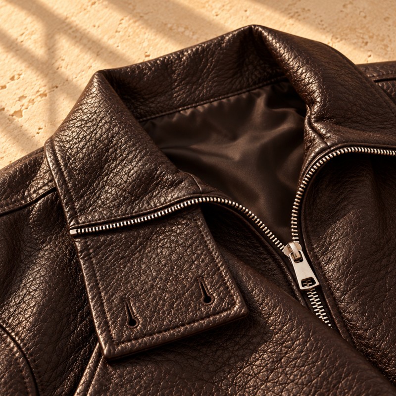 BROWN LEATHER BOMBER